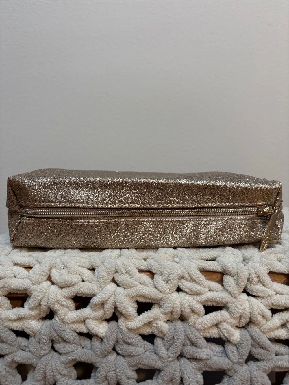 Lancome Glitter Zip Cosmetic Pouch - Gold - Picture 5 of 12